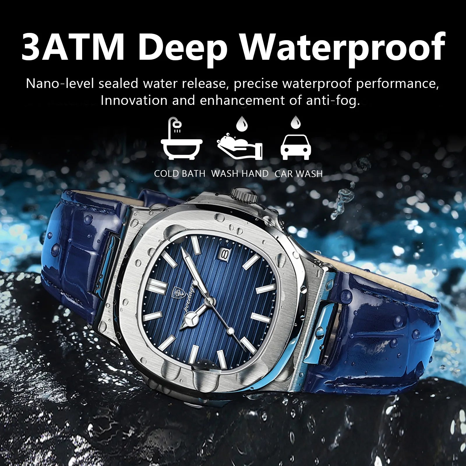 POEDAGAR Relógio Waterproof Luminoso Quartzo