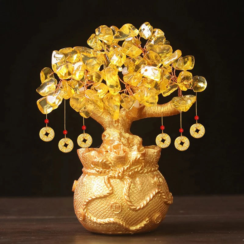 Árvore da Sorte Prosperidade Riqueza Estilo Bonsai Feng Shui